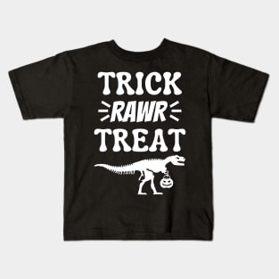 Trick Rawr Treat Halloween Dinosaur Bones Kids T-Shirt